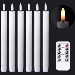 Candles Pack of 6 Battery Operated Flickering Taper With Remote Control 10 Inch Flameless Electronic Candle LED Happy Year 220919