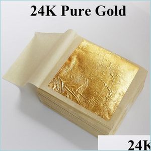 Gift Wrap 100Pcs 24K Gold Leaf Edible Foil Sheets For Food Cake Decoration Arts Crafts Paper Home Real Gilding Drop Delivery 202 Soif Dhnsu