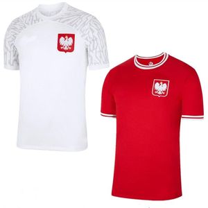 2022 hommes Kid Kit Soccer Jersey Home Away Red White Piszczek Milik Poland Zielinski Youth Children Lewandowski Jerseys Grosicki Football Shirts Uniforms