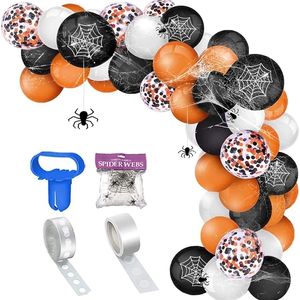 Other Festive Party Supplies 109Pcs Halloween Balloons Garland Arch Kit Orange Confetti Spider Web Decorations House 220905