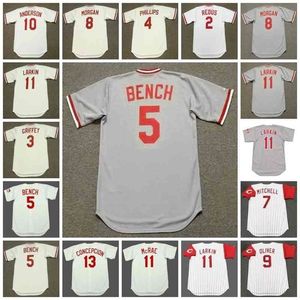 GLAC202 CINCINNATI VINTAGE BASSBALL JERSEY 2 GARY REDUS 1983 3 Кен Гриффи -младший. 4 -е годы 4 Брэндон Скамья Митчелл Морган Оливер Андерсон