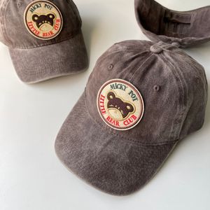 Bear Pattern Badge Cute Ball Caps Coffee Baseball Cap Soft Top Spring and Summer Students