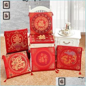 Cuscino cuscino decorativo lavabile in lavabile cinese da ricamo rosso cuscino per anno regali di nozze pi spessa sedia pad sedia cucina ufficio morbido patio dhhnm