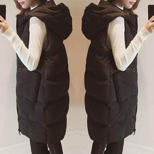 Women's Vests Hoodie Waistcoat Vest Womens Plus Size Gilet Casual Sleeveless Black Long Jacket Coat Female Winter Outwear