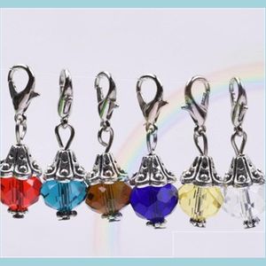 Charms 20pcs/lot mix colors Crystal birthstone pega de aniversário pingente de pedra encanta de miçangas com fecho de lagosta para o medalhão flutuante c3 dhglw