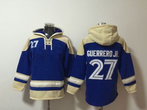 Takım Beyzbol Kazak Hoodie Guerrero Jr. 27 Bichette 11 Fanlar Boyut S-XXXL Mavi Renk Toronto Hoody Tops