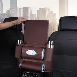 Car Organizer SeatBack Hanging Storage Seat PU Leather Tissue Bag Cup Holder Stowing Tidying Accesorios Para Carro Coche