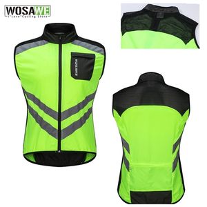 Mäns västar Wosawe Cycling Reflective Vest Windproof Running Safety Vest Motorcykel Gilet MTB Ridning Bike Bicycle Clothing Sleeveless Jacket 220919