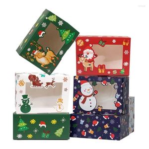 Gift Wrap 10st Christmas Cookie Box Candy Boxar Väskor Egg Tart Muffin Food Packaging Xmas Party Kids