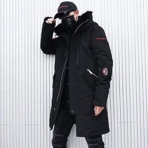 Men's Down Men's & Parkas Winter Jackets Long Hooded Coat Camouflage Thick Warm Fur Collar Fashion Padded Jacket And Coats Black