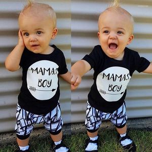 Clothing Sets 0-24 Months Baby Boys Clothes Set Boy Black Letter Print Tshirt For White Striped Pants Leggings Born