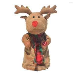 Juldekorationer Decor Electric Dancing Reindeer Elk Plush Doll med musik Roliga barn Hem Holiday Electronic Toy