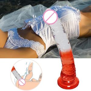 Articoli di bellezza Dildo Masturbatore anale Trasparente Efficace TPE Femminile G-spot Prodotti sexy per lesbiche