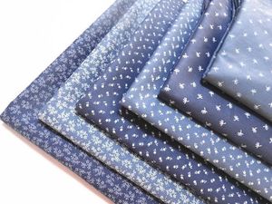 Clothing Fabric 3pcs Denim Color Dark Blue Floral Patchwork Cotton Fat Quarter Bundle Needlework Sewing Quilt For Bag Baby Clothes1