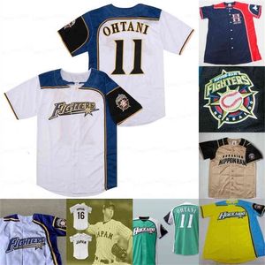 GlaA3740 Custom 2011 Hokkaido Nippon Ham Fighters Trikot Darvish Shohei Ohtani 16 Japan Samurai Schwarze Nadelstreifen-Baseballtrikots