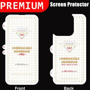 Fram bakre obrytbart membran TPU -sk￤rmskydd f￶r iPhone 14 plus iPhone 13 12 11 Pro Max Soft Sensitive Screen Film