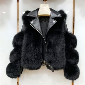 Futra dla kobiet sztuczne płaszcze z prawdziwą skórzaną skórzaną kurtkę naturalną kurtkę luksusowe kobiety zima 220916
