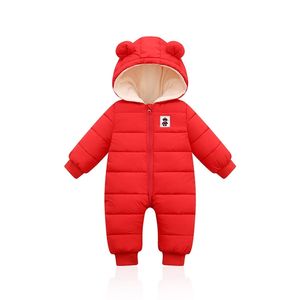 Rompers LZH Autumn Zime Ubrania Urodzone Baby Boys Gruby bawełniany kombinezon dla dziewcząt z kapturem Romper Niemowlę Kostium świąteczny 3-12m 220919