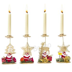 Weihnachten Eisen Kerzenhalter Weihnachtsbaum Elch Schneemann Kerzenhalter Hause Esstisch Kerzen Dekoration Weihnachten Party Kerzenhalter BH7593 TYJ