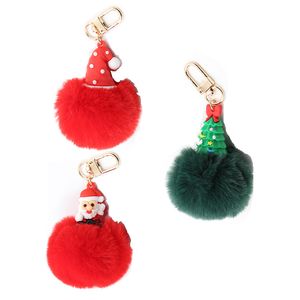 Christmas Keychains Silicone Santa Hat Snowman Plush Keychain Pendant Fashion Accessories
