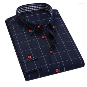 Männer Casual Hemden Mode Taste Unten männer Plaid Baumwolle Herren Kleid Männlich Langarm Slim Fit Business Floral Mann hemd Plus 5XL