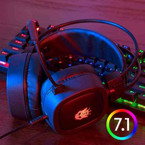 Kulaklıklar Oyun Kulaklığı 7.1 Sanal Surround Ses Gamer Kulaklıkları PS4 PC Bilgisayar T220916 için USB kablolu mikrofon kulaklık ile ses kontrolü