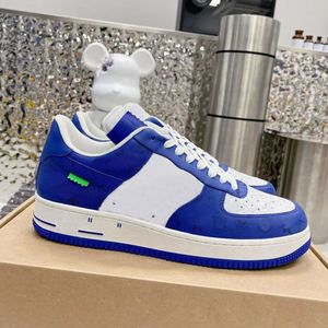 Neue blaue Designer-Freizeitschuhe Airs Herren-Sport-Turnschuhe aus echtem Leder Forces