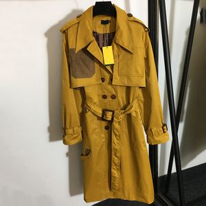 Big Pocket Designer Trench Coats 2 Kolorowanie Pasek Długie kurtki podwójnie piersi żeńska marka kurtka wiatrówki