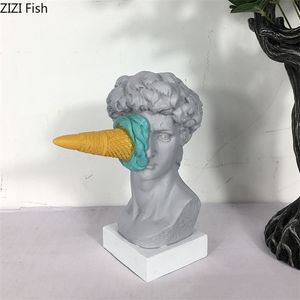 Decorative Objects Figurines Mythology Figure Ice Cream David Statue Myth Character Resin Ornaments Desk Decoration Sculpture Nordic Home Decor Modern 220919