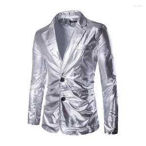 Men's Suits Wholesale- Fashion Personality Stage Performances Men Jackets Blazers Dress Silver Gold Black Slim Waterproof Coats Maillot