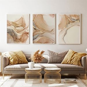 Dipinti Marmo beige Poster Tela Pittura Nordic Modern Fashion Astratto Oro Lusso Home Decor Wall Art Stampa per soggiorno Immagine 220919