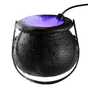 파티 장식 할로윈 미스트 메이커 마녀 가마솥 안개가있는 12 색 변화 LED 조명 분수 연못 공포 220919