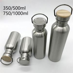 Water Bottles Portable Stainless Steel Water Bottle with handle 1000ml/500ml/350ml Sports Flasks Travel Cycling Hiking Camping Bottle BPA Free 220919