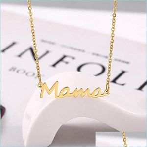 Pendant Necklaces Delicate Letter Mama Necklace Mothers Love Pendant Jewelry Minimal For Mom Birthday Mother Day Gifts Z Chakrabeads Dhtm7