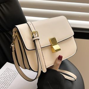 Shoulder Bags 2022 Summer Vintage Small PU Leather Crossbody For Women Brand Designer Lock Flap Purse Handbags Female