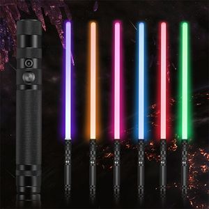 LED-Schwerter/Waffen WANARICO Lichtschwert mit variablem Metallgriff RGB 7-Farben mit schlagendem Soundeffekt FX Duel Metel USB-Aufladung 220919