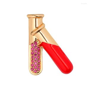 Brooches Test Tubes Pin Brooch With Colorful Crystals Science Chemistry Flasks Button Jewelry Gift For Doctors Students