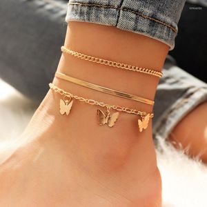 Cavigliere Huitan Cool Metal Chain per le donne Moda Farfalla Bracciale alla caviglia Summer Beach Accessori per i piedi Gioielli di dichiarazione regalo