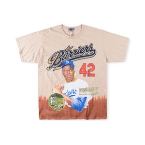 22fw Sommar Europa USA Baseball Tie Dyed Tee Mode Kortärmad t-shirt för män Damkläder Casual T-shirts i bomull