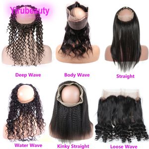360 Lace Frontal Brazilian Human Hair Straight Peruvian Deep Wave Loose Wave Water Curly Natural Color 10-24inch