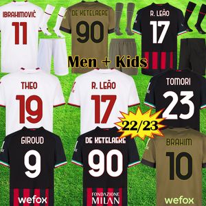22 23 DE KETELAERE SOCCER JERSEYS R Lea AC Milans Ibrahimovic Football Shirt Tomori Diaz Giaz Rebic Men Kit Kit Equipment Tops 999789