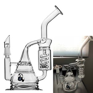 Heady BIO Beaker Bong Handmade Sprial Narghilè Fliter Perc Glass Bubbler Coil Honeycomb Percolator Recycler Water Pipes Oil Rigs per fumare con 14mm Joint