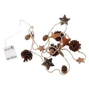 Strings Tannenzapfengirlande – LED-beleuchtete Weihnachten mit echten Tannenzapfen, Fünf-Sterne-Party-Lichterkette für Zuhause, Garten, Weihnachten