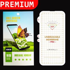 Fram bak￥t obrytbar TPU -sk￤rmskydd f￶r iPhone 14 plus iPhone 13 12 11 Pro Max Soft Sensitive Membrane Screen Film med detaljhandelspaket