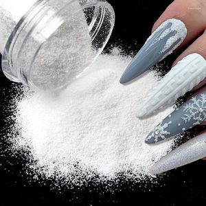Nagel glitter 10 ml glansigt sockerpulver för manikyr flock konstdekorationer tröja garn vitt snö godis damm