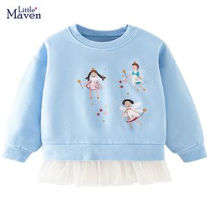 Pullover Little maven Fashion Sweatshirt Blue Flower Fairy Pretty Tops Cotton Comfort and Lovely for Kids 2-7 year 220919