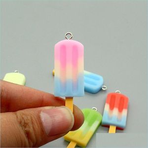 Charms colorf Ice Cream Charms Resin Mini pendente de comida simatada para mulher que faz jóias DIY Earings Decoração C3 Drop Delivery 2021 DHW31