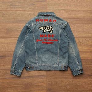 Giacche da uomo di alta qualità ricamato orso polare HUMAN MADE DENIM WORK Giacche moda uomo 1 1 Streetwear Cowboy Women Vintage Jean Jacket T220914