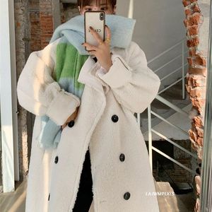 Women's Fur Faux Luck A Winter Women Wool Coats Lady Elegant Double Breasted Warm Shearling Female Korean Lamb Outwears 220919