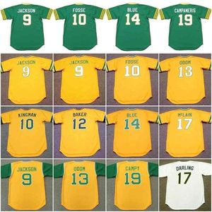 GLAC202 9 Reggie Jackson 1969 10 Dave Kingman 12 Dusty Baker 13 John Blue Moon Odom 14 Vida Blue 17 Denny McLain Retror Baseball Jersey